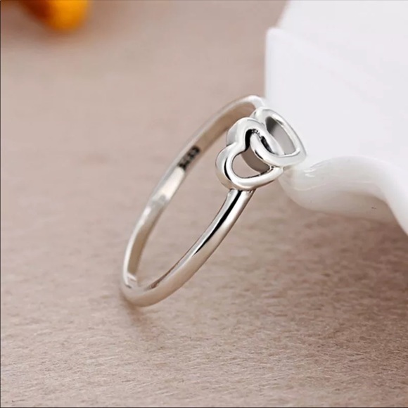 PANDORA DOUBLE LOVE RING WITH BOX - Picture 2 of 3